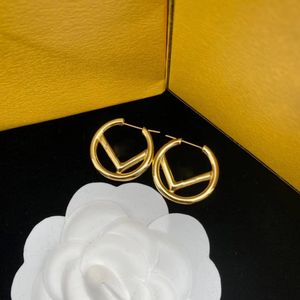 18k ouro F marca letras círculo designer brincos mulheres luxo chinês brinco brincos anéis de orelha charme marcas de jóias caixa original embalagem