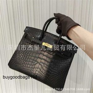 Designer Bags Once Hand Sewed Hs Portable Womens Bk25bk30 Fog Faced American Crocodile Leather Black Gold Large