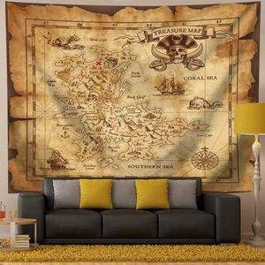 Tapestries Pirate Map Tapestry Treasure Map Tapestry Island Treasure Map Nautical Wall Tapestry Halloween Map Tapestry Pirate Room Decor