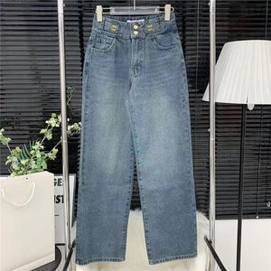 Tasarımcı Kadın Denim Pantolon Tasarım Bel Metal Rozeti Moda Kot High Street Pantolon Hip Hop Jean