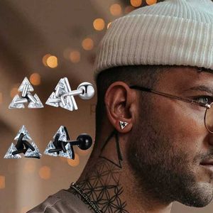 Stud Men Stud Earring Triangle Pierced Crystal Zircon Stud Earrings Stainless Steel Tiny Minimalist Studs For Mens Women Jewelry D240426