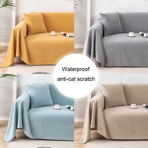 Asciugamano da divano impermeabile di alta qualità per soggiorno Coperte multifunzionali con protezione antigraffio per gatti in tinta unita 240115