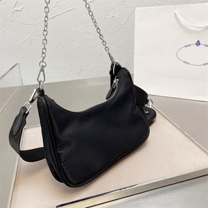 Lustrzany projektant ramię czarne torby torebki nylonowe łańcuch łańcucha