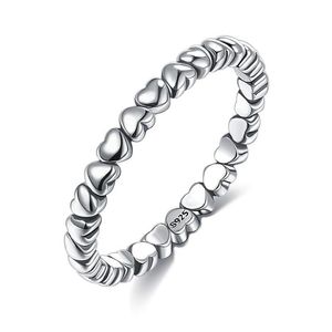 Bant Yüzük Bamoer 925 Sterling Sier Love Kalp Parmak Yüzüğü Orijinal Takı Hediyesi İstiflenebilir Bague Kore 1780 V2 Drop Teslimat Takı DHLQG