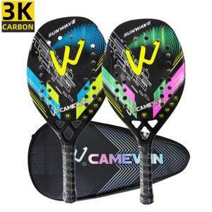 Camewin Beach Tennis Racket 3K Full Carbon Fiber Rough Surface Outdoor Sports Ball Racket For Men Women Adult Senior Player 240116