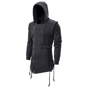 Conjuntos 2023 outono novos homens hoodies moletom casual sólido moda hoodie masculino fino ajuste assassino's creed escuro com capuz solto jaqueta casacos