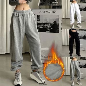 Calças femininas preto jogging sweatpant para calças esportivas baggy cinza jogger cintura alta suor casual calças femininas 240115