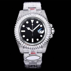 手作りのダイヤモンドの男性が贅沢な時計40mm 3135自動機械ムーブメントサファイアステンレスブレスレット防水デザイナー腕時計モントレデフクル