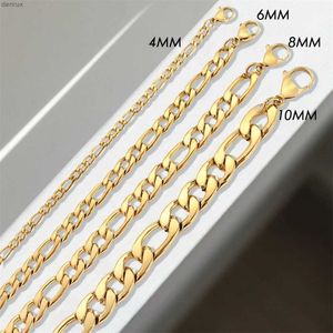 Charm Bracelets eManco 4/6/8MM Figaro Waterproof Stainless Steel Link Chain Bracelet Golden Bracelets for Women Man Jewelry Gifts