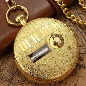 Componenti Creative Sier Hand Crank Music Quartz Pocket Watch Fashion Swan Lake Musical Movement FOB Chain Regalo per uomini Donne Donne