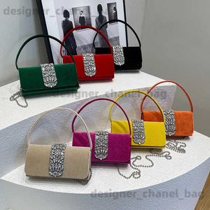 Shoulder Bags Shiny Diamond Party Purse Evening Bag For Women 2024 Spring Chain Shoulder Crossbody Bag Luxury Wool Cloth Handbag Clutch Bags T240116