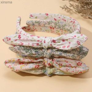 Headbands 36pc/lot Boho Style Floral Prints Bunny Ear Kids Hairband Women Girls Rabbit Ear Hair Hoops Cotton Headband Hair Hoops Headwear YQ240116