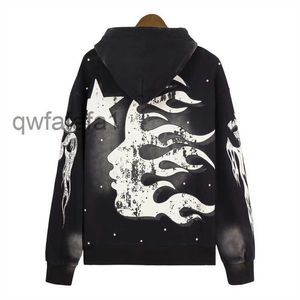 Tasarımcı Hoodie Men Pullover Spiderweb Yıldız Flaş Uzun Kollu Sokak Hip-Hop Sweatshirts Mavi Kırmızı Gri Siyah Yoga Vintage Hoodios Makz