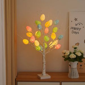 Lampada da albero Brich di Pasqua da 60 cm Lampada da 40 LED Ornamenti per uova Decorazioni pendenti per decorazioni per la tavola per feste di primavera a casa 240116