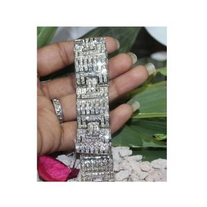 High Quality Brilliant Cut 18.91 Ctw Diamond 14K White Gold Man's Bracelet For Mens From Indian Supplier