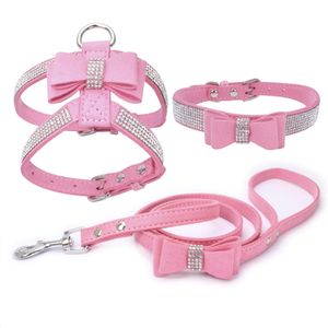 Pet Chest Harness Rhinestone Bow Small Dog Traction Rope Walking Cat Coleira Para Cachorro Accessories 240115