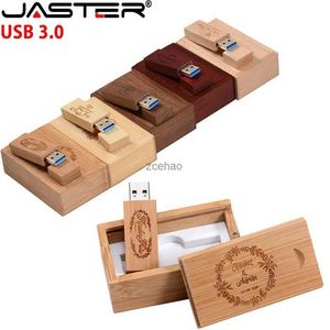 Unidades flash USB JASTER USB 3.0 Flash Drives 128GB Pen drive de madeira 64GB 32GB Personalizado grátis Memory Stick de madeira de bordo 16GB U disk para laptop