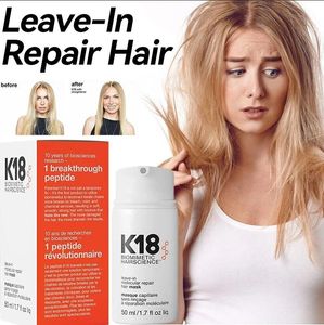 K18 50 ml lämnade molekylär reparation Hårmask Skador Återställ mjukt hår Djupt reparation Hårvård