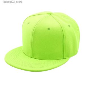 Bollmössor Neon Yellow Green Men's Flat Brim Snapback Hat Women Plain Baseball Cap Fluorescerande Orange Bright Hip Hop Hat Q240116