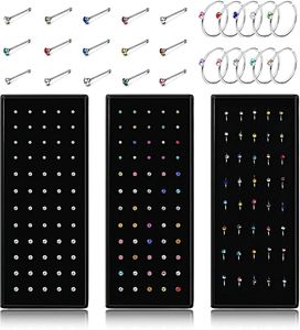 4060pc Set Fashion Crystal C Form Nosring Rostfritt stål Multicolor Bend Nose Stud för kvinnor ARO Nariz Anneau Nez Piercing 240115