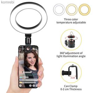 セルフィーライト16cmのLEDビデオライトwith Stand Selfie Ring Lamp for Shone iPad Laptop PC WebCamライブストリーミング会議YouTubel240116のリングライト