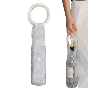 Förvaringspåsar glittrande vin tote återanvändbar bärväska robust handtag flaskskyddsresor för bröllopspresenter 750 ml