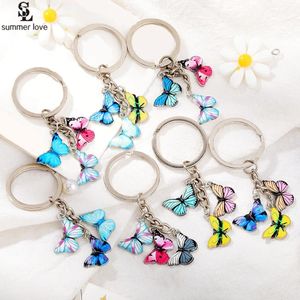 Jewelry 10pcs/lot Wholesale Butterfly Keychain Holder Enamale Metal Key Chain Car Keyring Women Bags Pendant Accessories