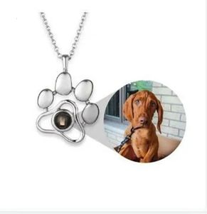 Anpassad husdjur PO -projektion Nacke Dog Cat Paw Pendant Memory Jewelry Personlig hund Palmprint Collar Chain Djurgåvor 240115