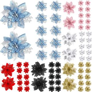 New Banners Streamers Confetti 12pcs 14.5cm Artifical Christmas Flowers Christmas Tree Decoration DIY Hanging Ornaments Glitter Flowers for Weddding Decoration