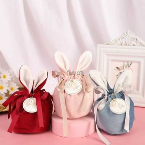 Andra evenemangsfestleveranser 10/20 datorer Bröllop Velvet Bunny Ear Candy Tote Bag Birthday Party Gift Box Baby Shower Chocolate Packaging YQ240116