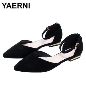 Yaerni único sapatos femininos primavera bombas verão apontou sandálias ocas palavra cinto sapatos de fadas preto sapatos de trabalho sapatos de menina 240116
