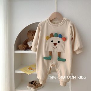 02 Year Korean Spring Autumn born Boys Bodysuit Cartoon Pattern Cute Casual Simple Baby Boy Jumpsuit Loose Infant Romper 240116