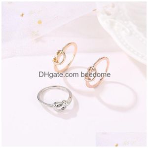 Cluster Rings 40Pcs/Lot New Arrive Geometric Finger Rings Rose Gold Knot Cluster For Women White K Gift Hand Jewelry Ornaments Access Dhnp2