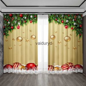 Curtain 2PC Home Decoration Curtains Festive Christmas Atmosphere Christmas Tree Christmas Ball Christmas Gift Santa Claus Cakevaiduryd