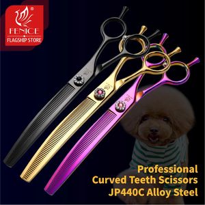 Fenice High-End 7,25 Zoll professionelle Hundepflegeschere gebogene Effilierschere für Hunde Katzen Tierhaare Tijeras Tesoura 240115