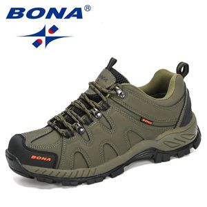 Bona varış klasikler tarzı erkekler yürüyüş ayakkabıları dantel erkek spor ayakkabıları açık koşu trekking spor ayakkabılar hızlı 240115