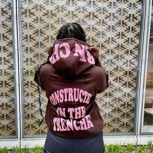 Kvinnors hoodies tröjor amerikanska retro kvinnor mode tröja trend hip-hop punk stil pullover hoodie brev tryck par casual topyolq
