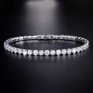 Trendy Crystals Women Bracelets Jewelry 925 Sterling Silver CZ Tennis Bracelet Chains Wedding Fashion Rhinestones Jewelry Ladies P321P