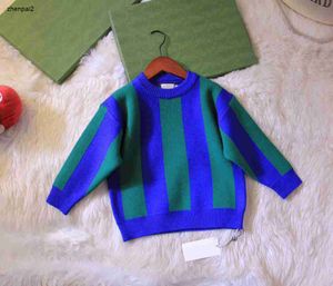 Luxury baby sweater boys hoodie Size 110-140 winter kids designer clothes Splicing vertical stripe design child pullover Jan10