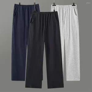 Indumenti da notte da uomo Pantaloni da pigiama invernali da uomo Vita media elastica Tinta unita Pantaloni da notte Tasche sottili Gamba larga Dritta Abbigliamento da casa morbido Lungo