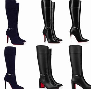 Winter Brands Women's Tall Boots Luxury Designer Red Lock Kate Botta Booty Pointed Toe High Heels Lady Booties Party Wedding Footwear EU35-43