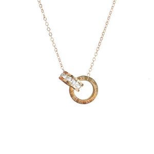 Classic Designer Bracelet Korean Fashion Simple Necklace 2024 New Ins style rose gold double ring titanium steel collarbone chain