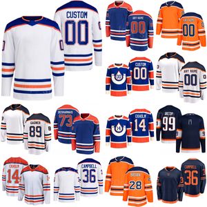 Donna Gioventù Uomo Hockey 14 Mattias Ekholm Maglie 36 Jack Campbell 99 Wayne Gretzky 89 Sam Gagner 73 Vincent Desharnais 28 Connor Brown 97 Connor McDavid Retro inverso