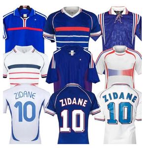 1998 2002 Retro French Soccer Jersey Vintage Zidane Henry Maillot Trikots 1996 2004 Football Trikots Shirt Trezeguet Away Finals 2006 White 2000