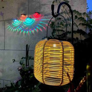 Lawn Lamps Solar Garden Lamp Yard Hanging Light IP47 Waterproof Hand Made Bamboo Weaving Rattan Lanterns Lamp Garden Decorative Light YQ240116