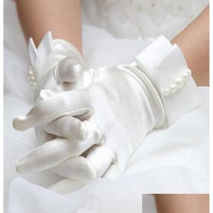 Bridal Gloves Iovry Satin Pearl Waist Length Fl Finger Wedding Rhinestone Glove6250049 Drop Delivery Party Events Accessories Dhqjr