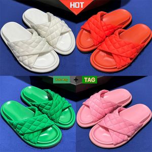 Luxury slippers for men women Quilted Criss Cross Slides White Pink Green flame black mens slipper womens designer sandals fashion slied sandal EUR 35-44