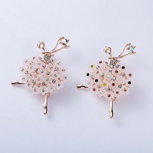 Pins Brooches Figure Brooch Creative Dancing Girl Pearl Rhinestone Painted Oil Accessory Drop Delivery Otbet