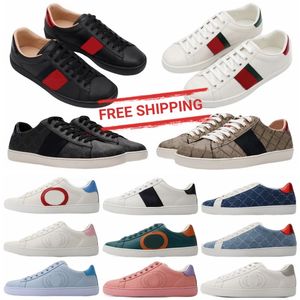 Designer Casual Shoes Bee Ace Sneakers Low Mens Womens Shoes High Quality Tiger broderade svarta vita gröna ränder Walking Sneakers