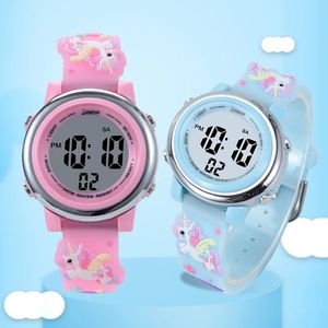 IP68 Waterproof Children's Electronic Watch 3D Cartoon Colorful Luminous Unicorn LED Sports Children's Kids Watches Gift 240115